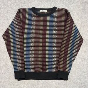Vintage Lavane New York Mens Medium Multi Color Striped Knit Crewneck Sweater